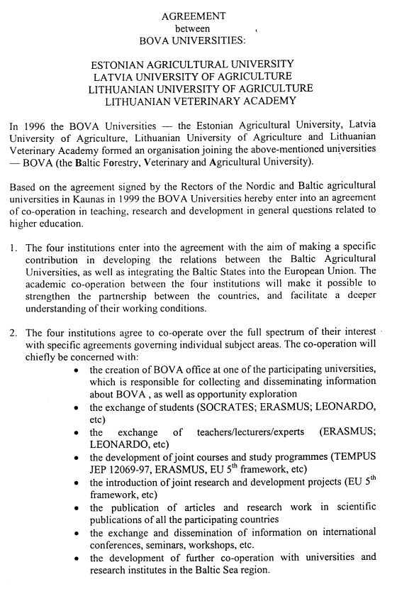 Agreement between BOVA Universities - part 1